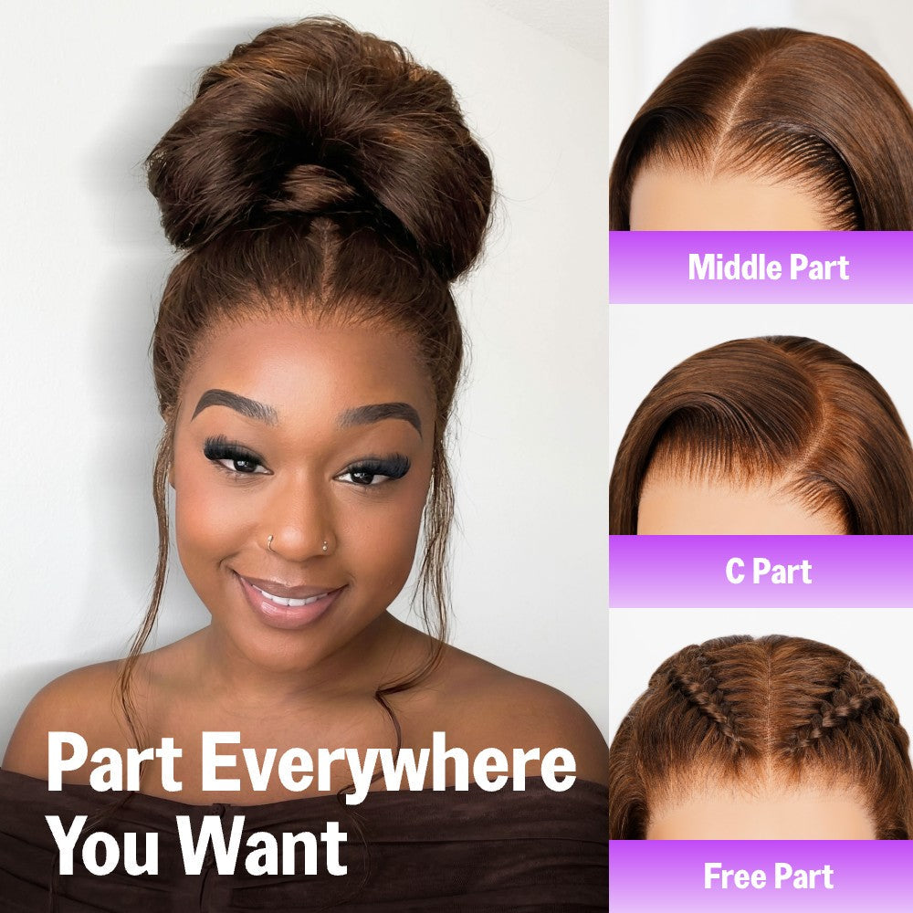  Wig Dark Brown Glueless Hair Wigs Seamless Fit All Skins