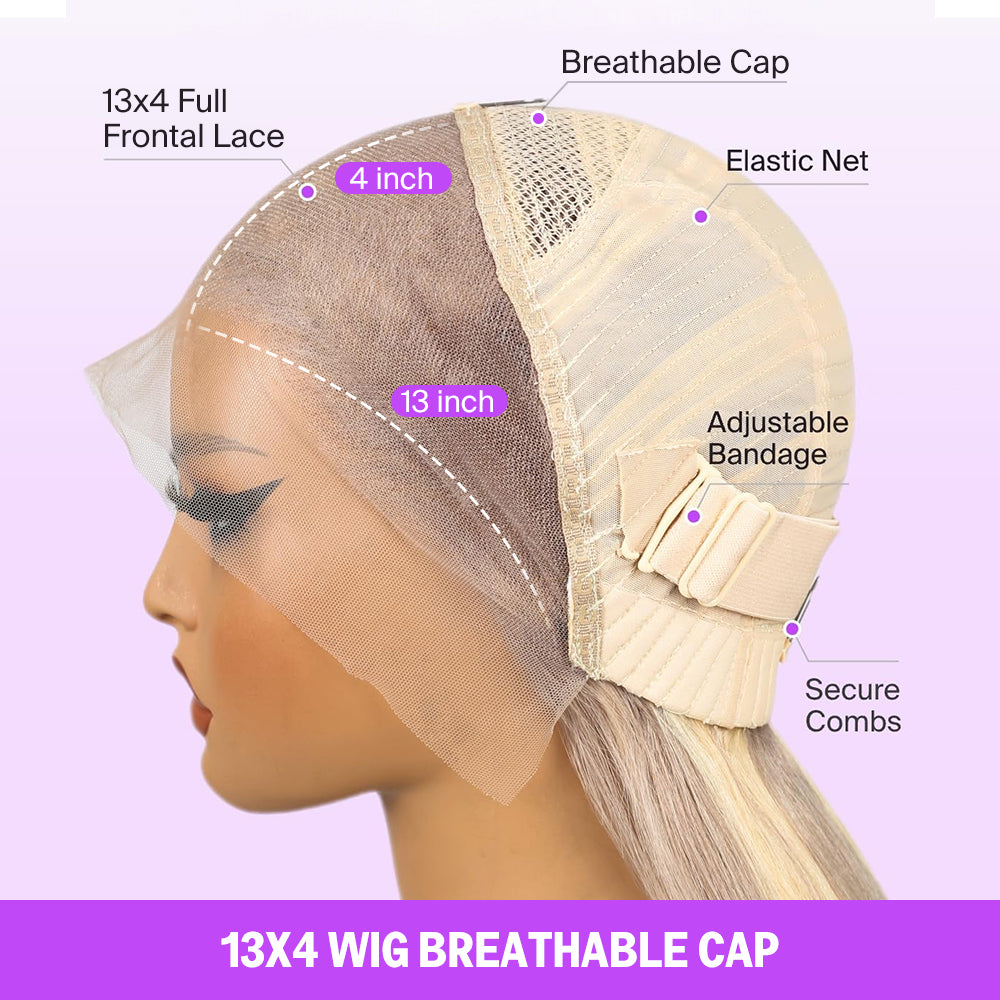 Invisible Knots & Lace Frontal Blonde Highlight Straight Bob Wigs Realistic Hairline Beginner Friendly