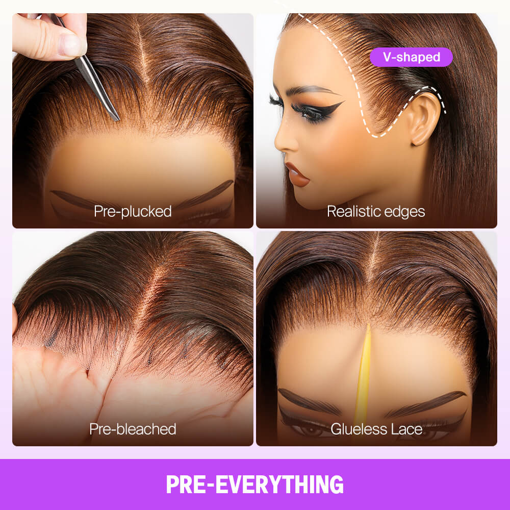 Chocolate Brown Glueless Wigs Straight With Drawstring Hair Wig