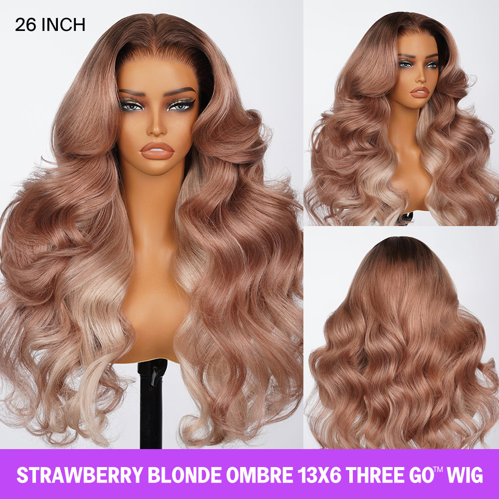 Ombre Strawberry Blonde Glueless Wigs Body Wave with Drawstring Hair Wig