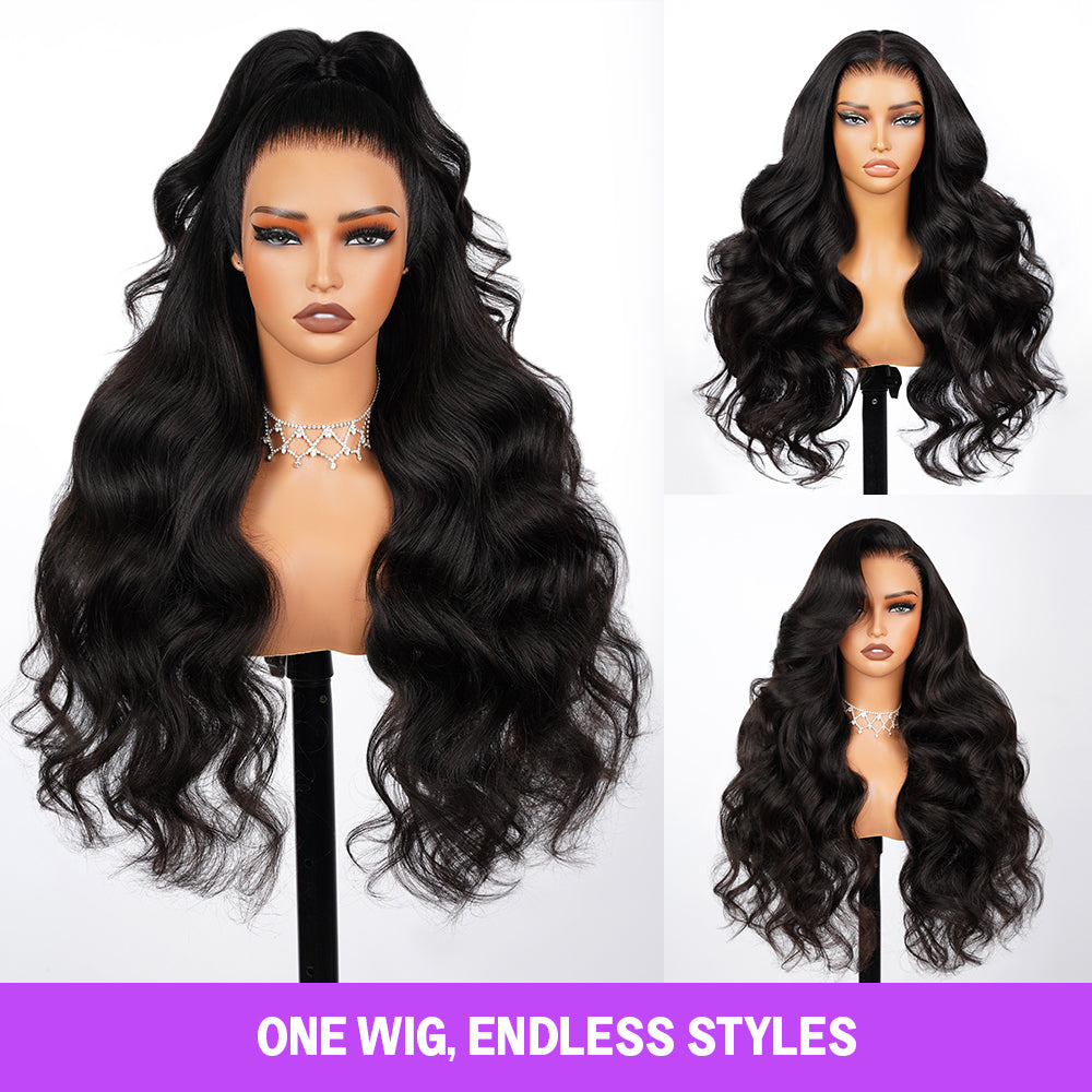 Glueless Body Wave Wig With Drawstring Natural Black Hair Wig