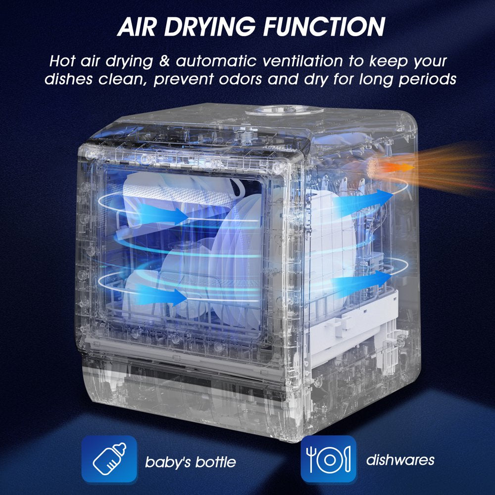 Portable Countertop Dishwasher with 5-Liter Built-In Water Tank and Air-Dry Function 5 Washing Programs