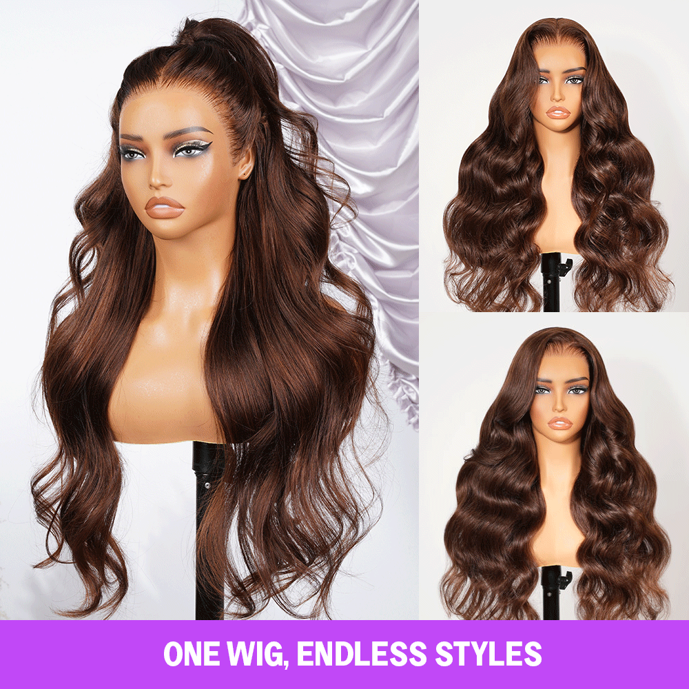 Chocolate Brown Glueless Wigs Straight With Drawstring Hair Wig