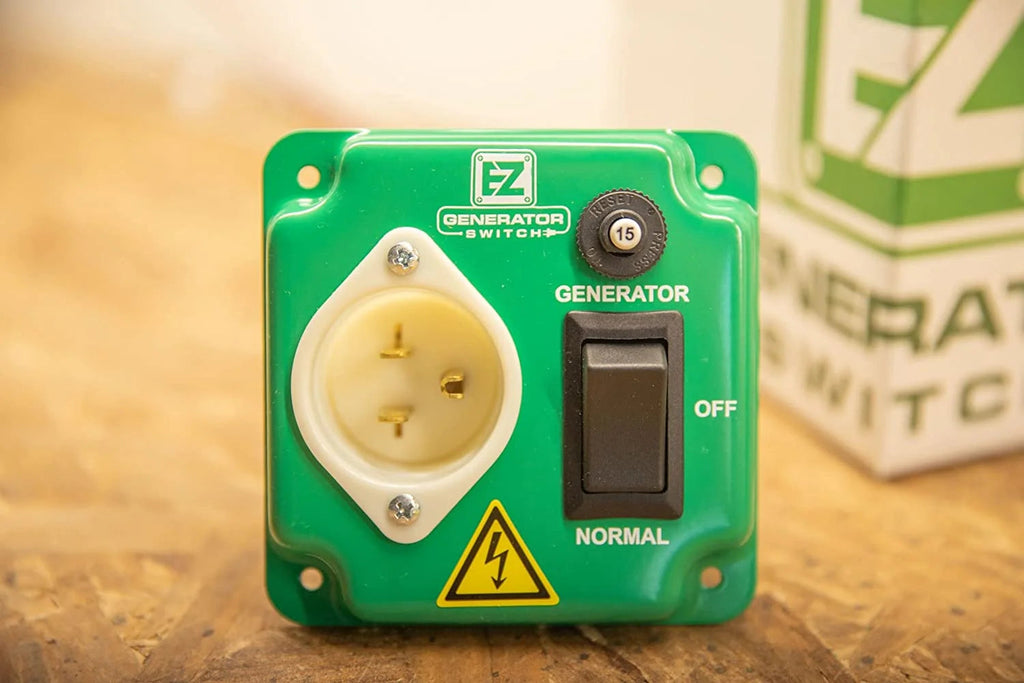 EZ Generator Switch, 15A 125V Green Manual Transfer Electrical Switch