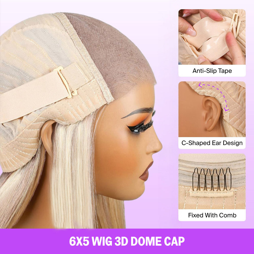 Invisible Knots & Lace Frontal 613 Blonde Straight Wigs Realistic Hairline