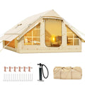 6 Person Inflatable Camping Tent with Pump, 10ft x7ft Glamping Family Tent Easy Setup 4 Season Waterproof Windproof Outdoor Blow Up Tent Luxury Oxford Cabin with Mesh Windows & Doors sgtnighsdesigns