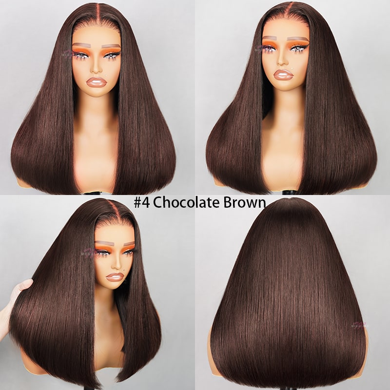 Invisible Knots Glueless Chocolate Brown Straight Wigs Realistic Hairline Beginner Friendly