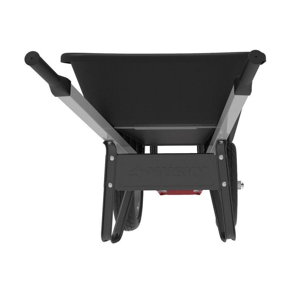 Husky 6 Cu. Ft. Poly Dual Wheel Wheelbarrow with Flat Free Tires
