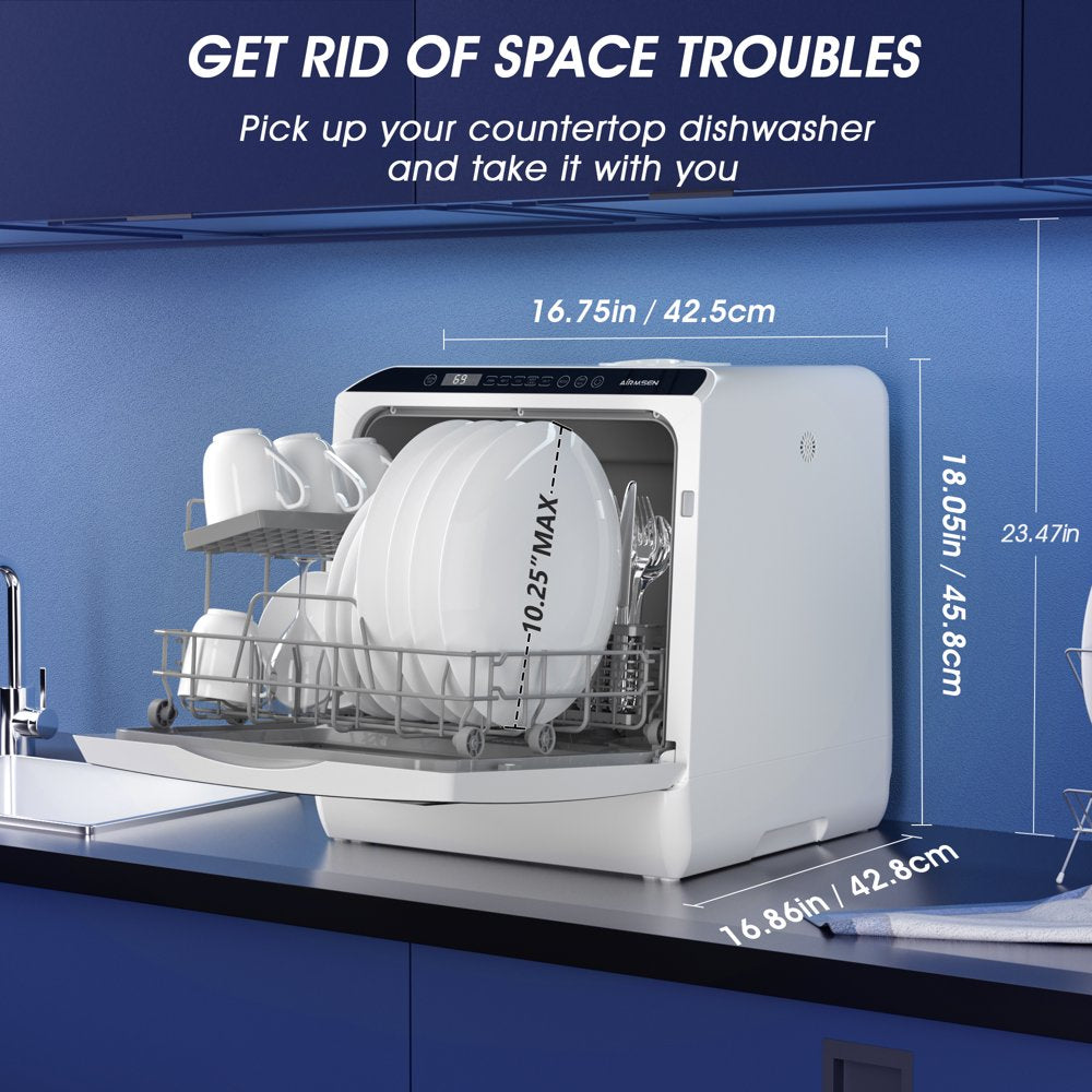 Portable Countertop Dishwasher with 5-Liter Built-In Water Tank and Air-Dry Function 5 Washing Programs
