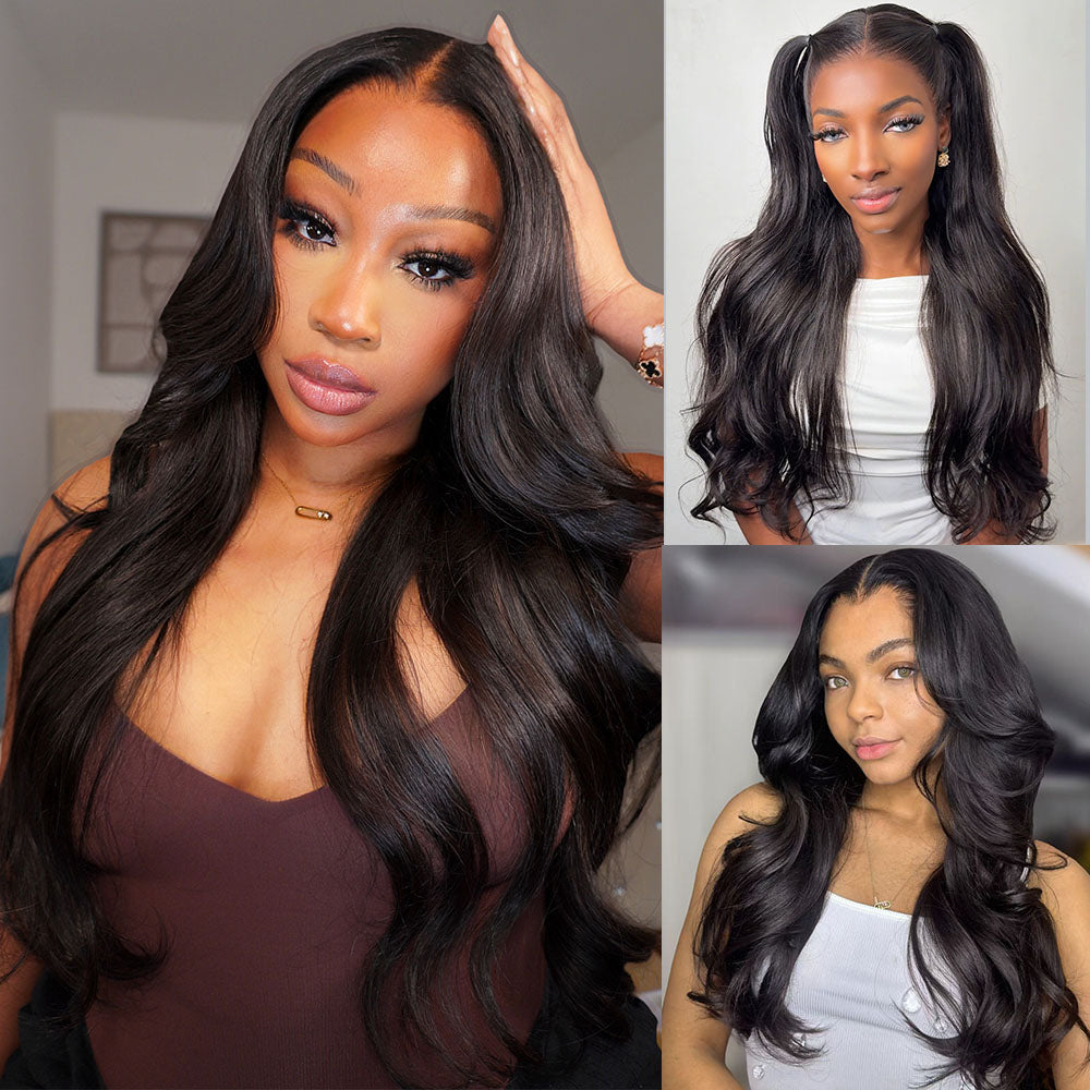 Glueless Body Wave Wig With Drawstring Natural Black Hair Wig