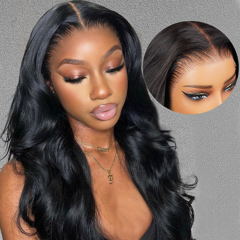 Glueless Body Wave Wig With Drawstring Natural Black Hair Wig