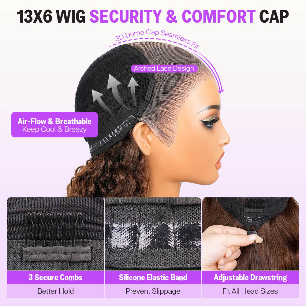 Chocolate Brown Glueless Wigs Bohemian Curl with Drawstring Hair Wig