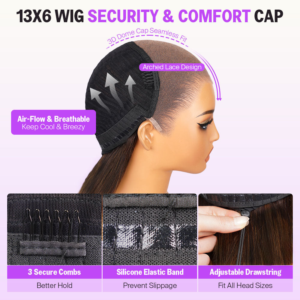 Chocolate Brown Glueless Wigs Straight With Drawstring Hair Wig