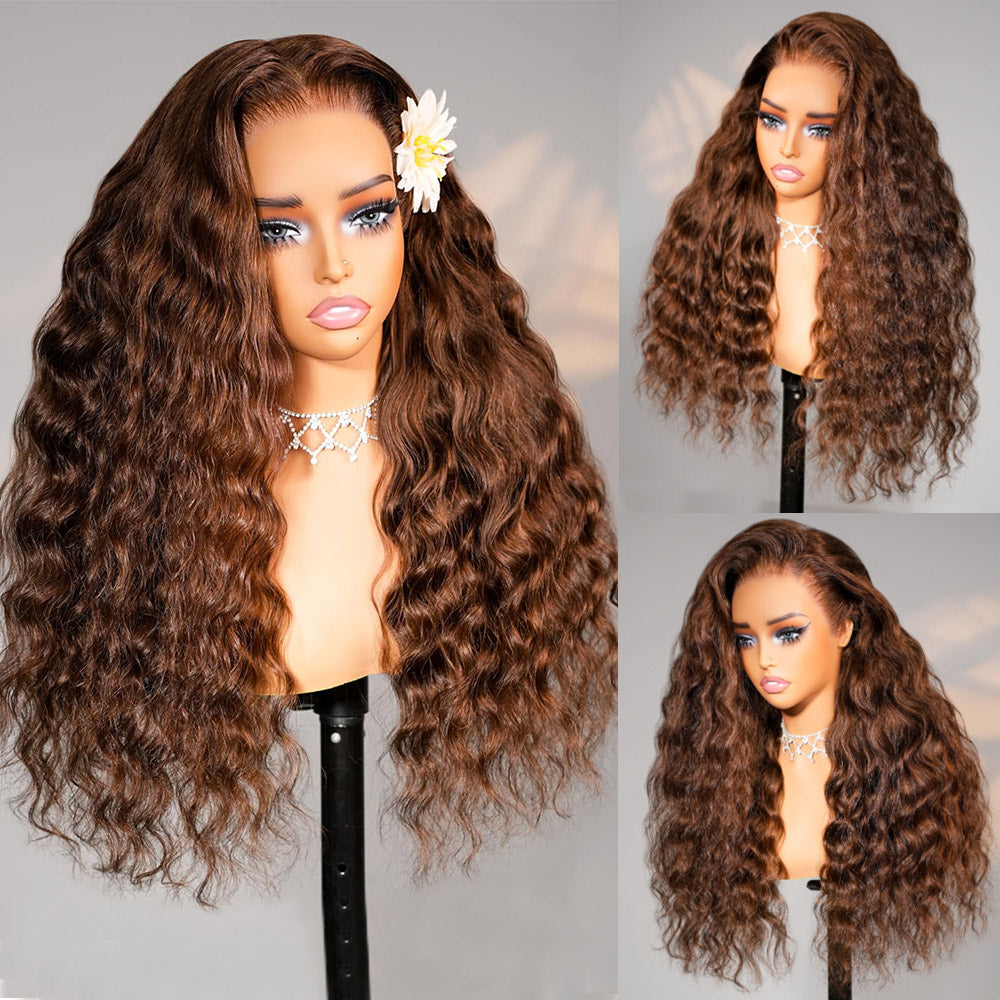 Chocolate Brown Glueless Wigs Bohemian Curl with Drawstring Hair Wig