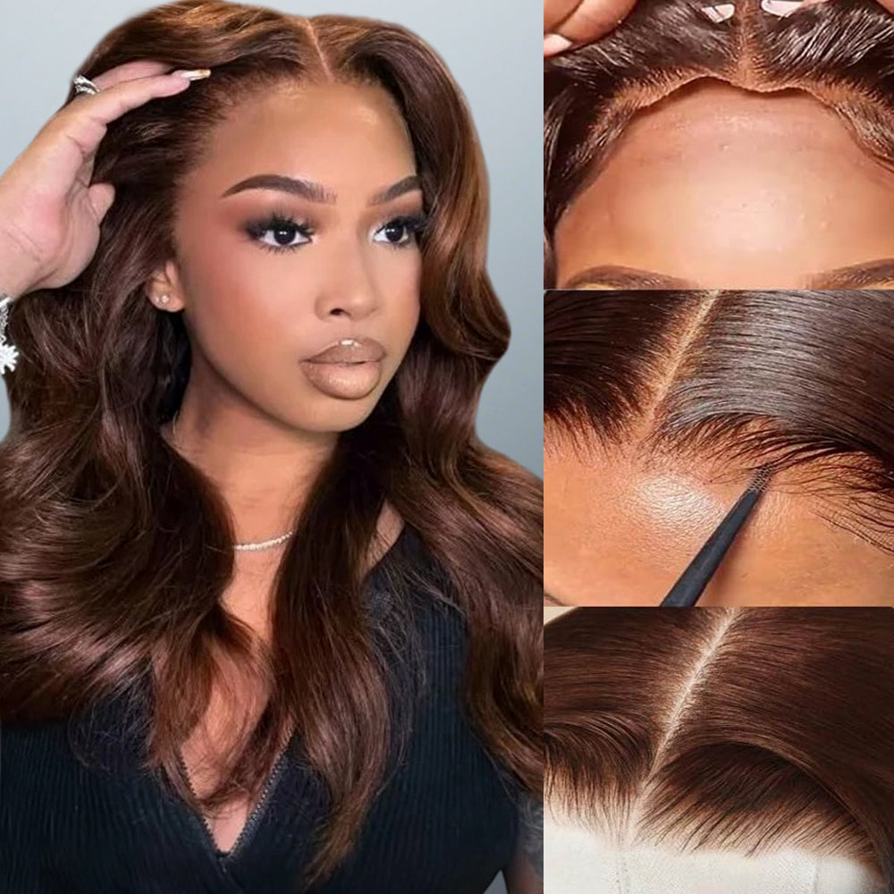  Wig Dark Brown Glueless Hair Wigs Seamless Fit All Skins