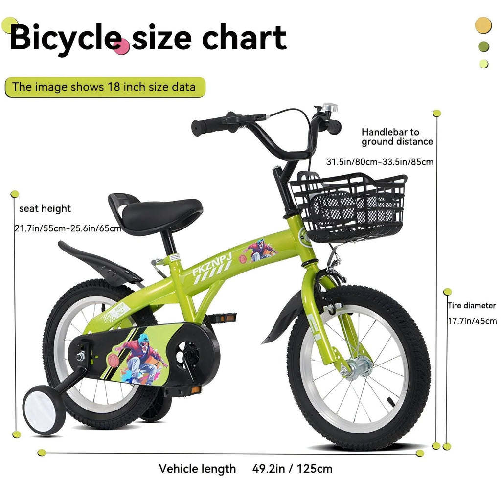 Baprem 18" Girls Bike for 5-9 Years Old Kids, Cute Kids Bike with Training Wheels, Steel Frame Sporty Children Bicycle, Pink