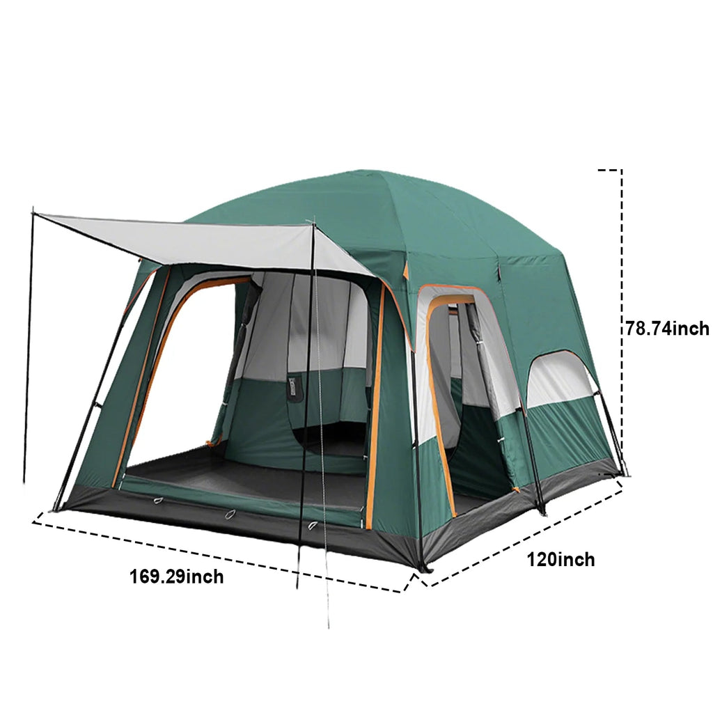 KFeng 12 Person Tents for Camping - 2Rooms 3Doors&3Windows Mesh,Suitable for Outdoor/Picnic,Brown