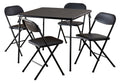 Cosco 5-Piece Folding Card Table Set, Black - Vinyl Seats, Easy Storage, Durable