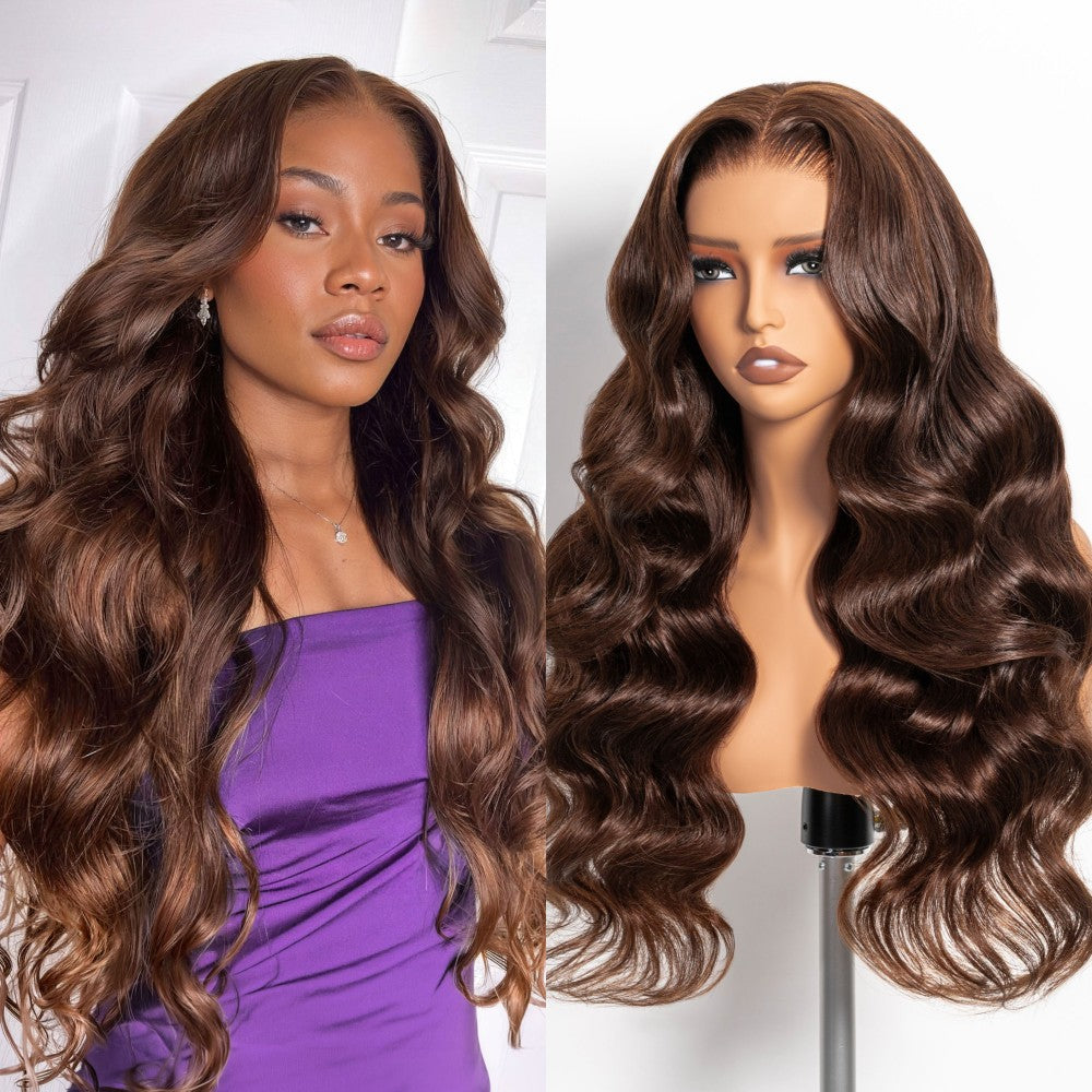  Wig Dark Brown Glueless Hair Wigs Seamless Fit All Skins