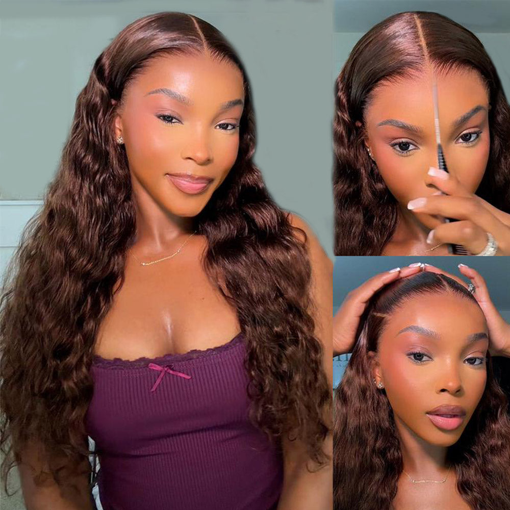 Chocolate Brown Glueless Wigs Bohemian Curl with Drawstring Hair Wig