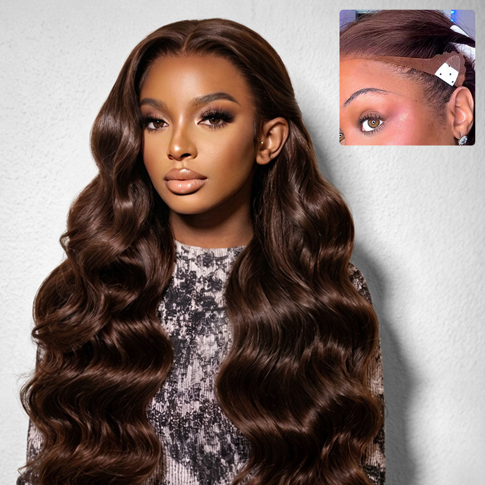  Wig Dark Brown Glueless Hair Wigs Seamless Fit All Skins