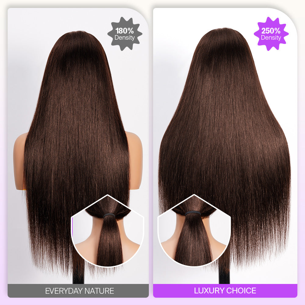 Chocolate Brown Glueless Wigs Straight With Drawstring Hair Wig