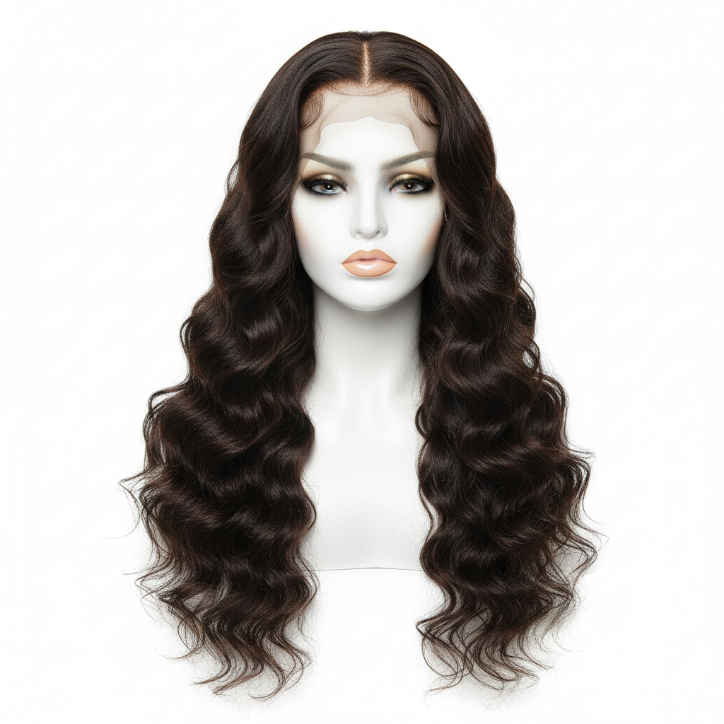 Deep Wave Lace Front Wig on mannequin head