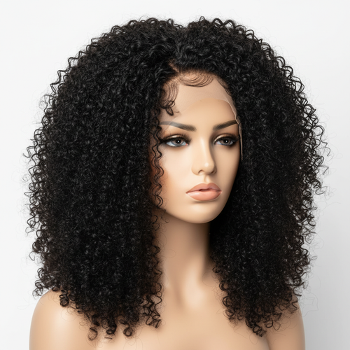Kinky Curly Full Lace Wig on mannequin head