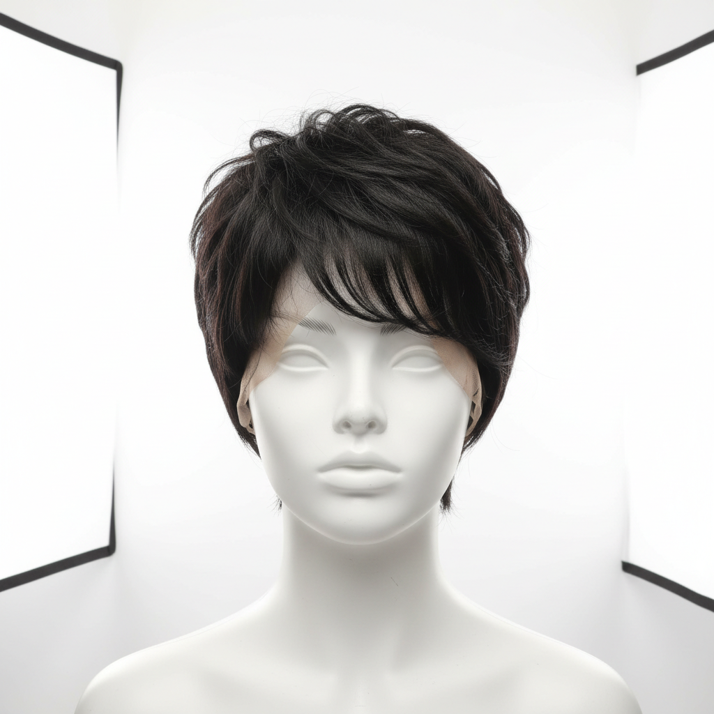 Short Pixie Cut Lace Front Wig on mannequin head