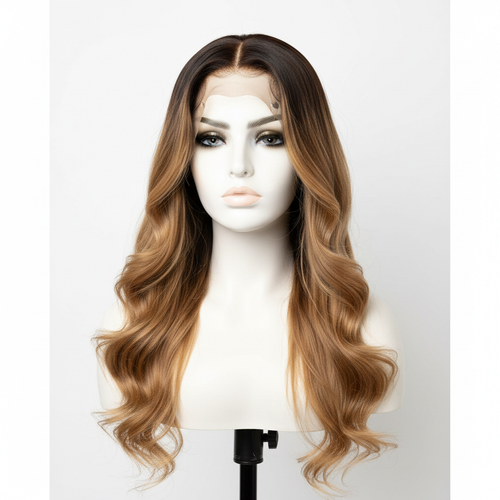 Highlight Ombre Body Wave Wig on mannequin head