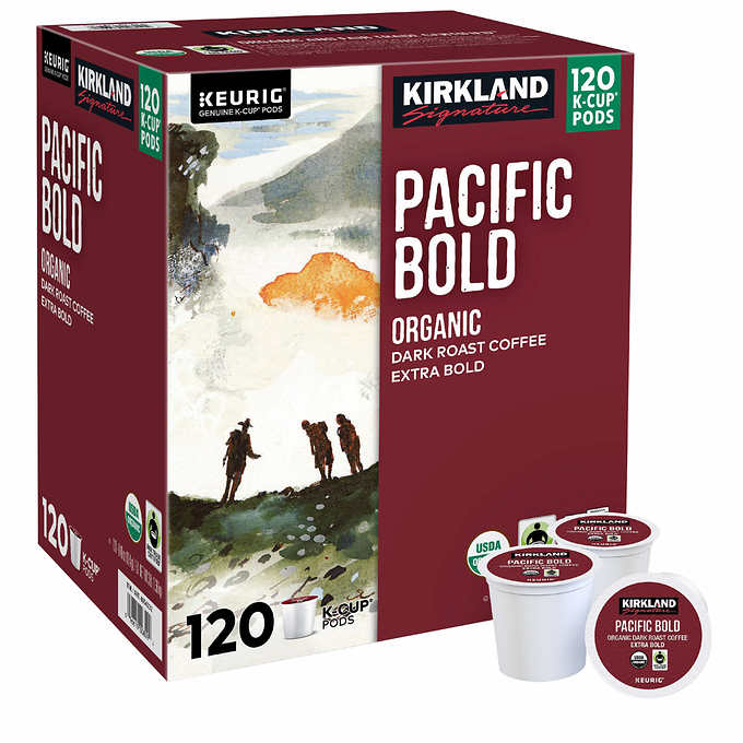 Kirkland Signature Organic Pacific Bold Dark Roast Coffee K-Cup Pods, 120-Count