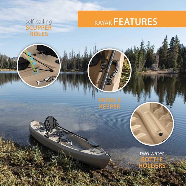 Lifetime Tamarack Angler 100 Fishing Kayak 10ft 2-Pack with Paddles - UV-Protected HDPE, Adjustable Seat, Rod Holders, Tan