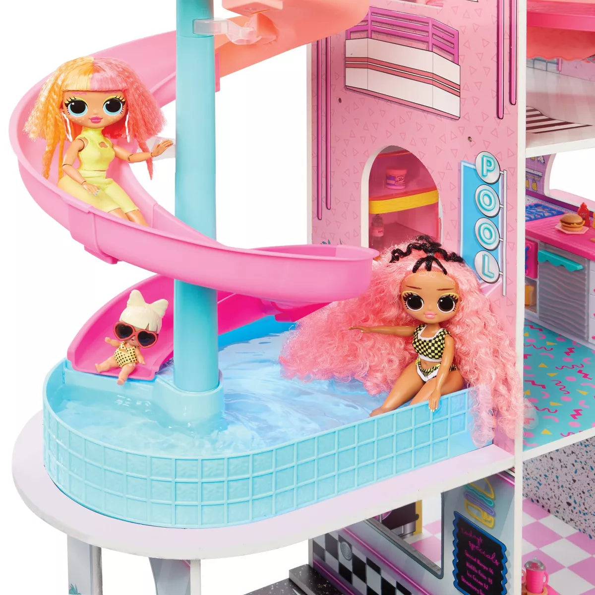 L.O.L. Surprise OMG Fashion House Playset, Real Wood, 85+ Surprises, 4-Foot Tall, 4 Stories, 9 Play Areas, Ages 4+
