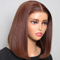 Lace Frontal Reddish Brown Straight Bob Invisible Knots Breathable Cap