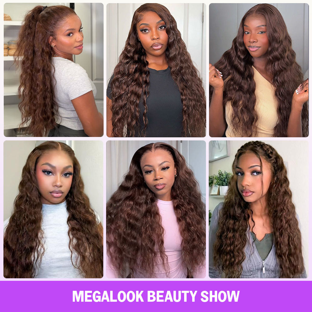 Chocolate Brown Glueless Wigs Bohemian Curl with Drawstring Hair Wig