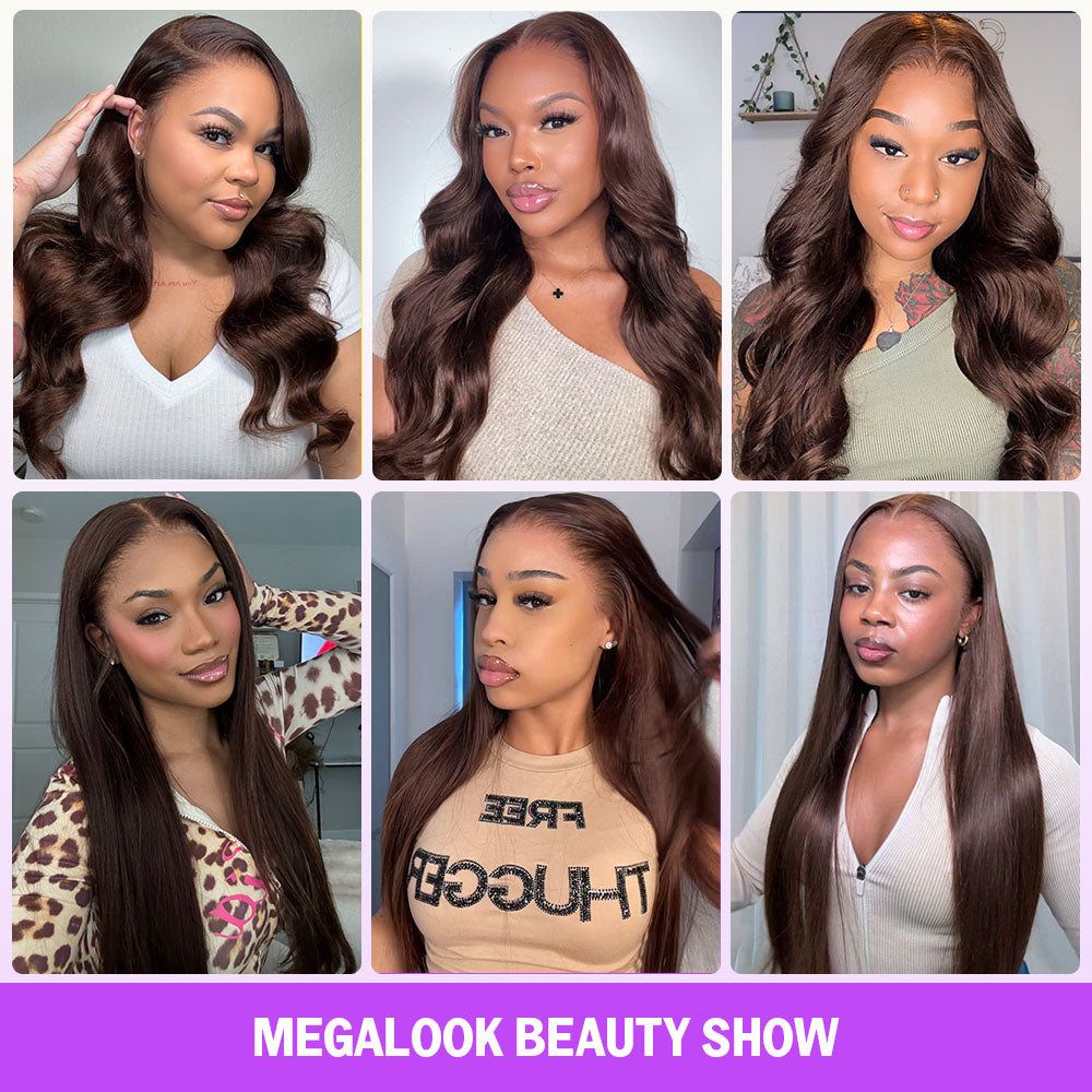 Chocolate Brown Glueless Wigs Straight With Drawstring Hair Wig