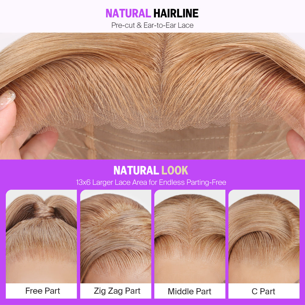 Milk Tea Brown With Highlight Glueless Body Wave With Drawstring Hair Wig