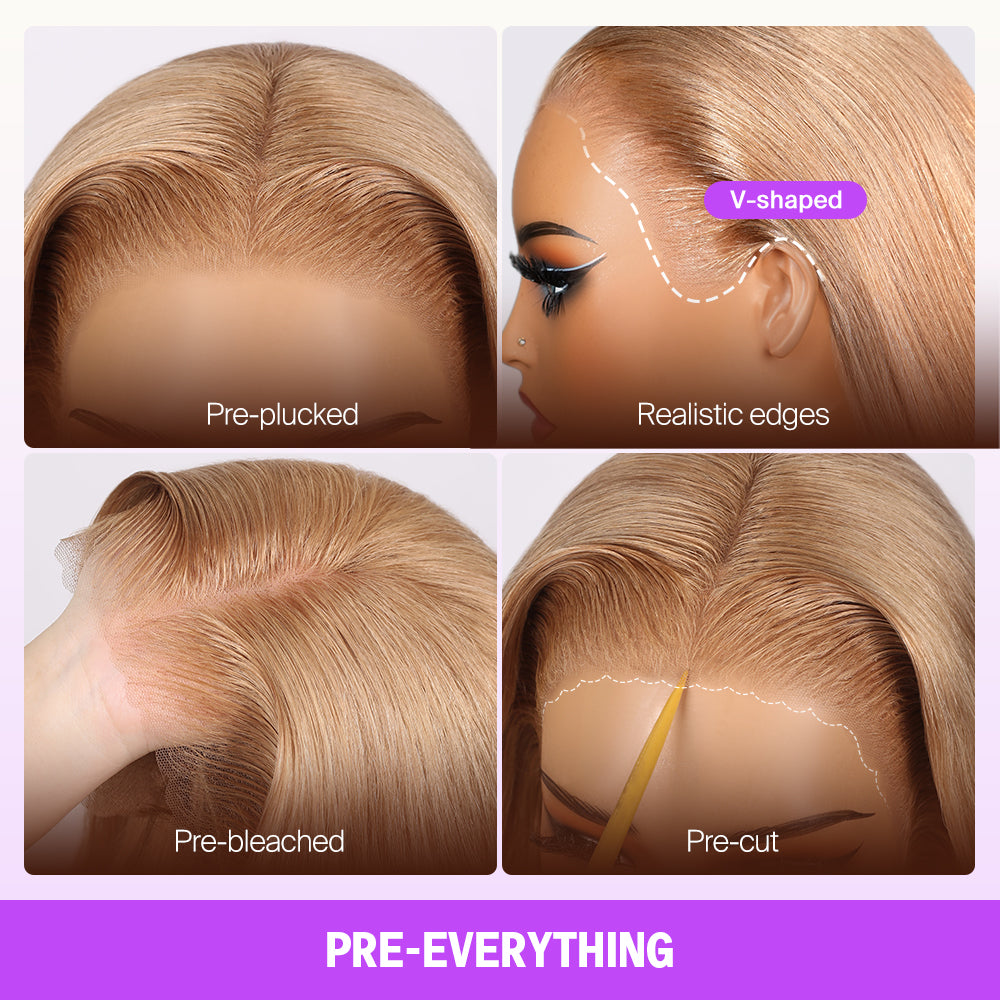 Milk Tea Brown With Highlight Glueless Body Wave With Drawstring Hair Wig