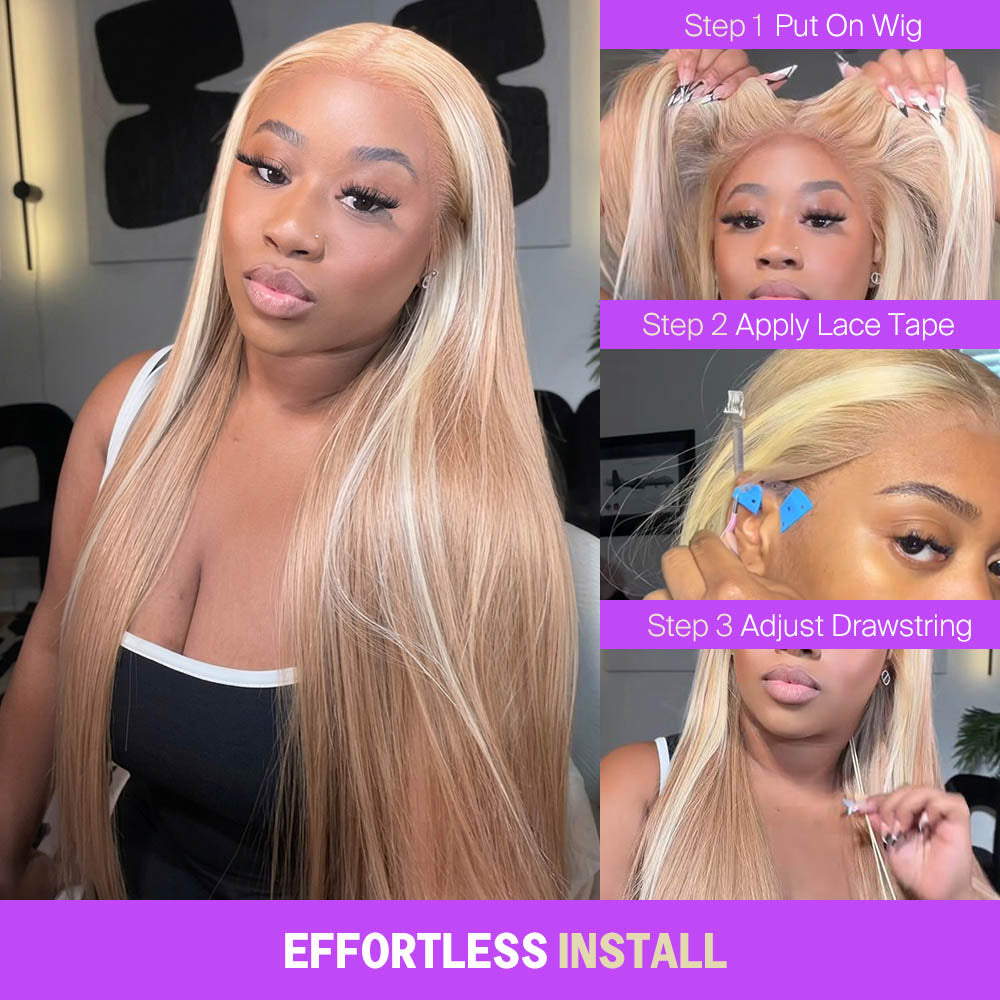 Milk Tea Brown With Highlight Glueless Body Wave With Drawstring Hair Wig