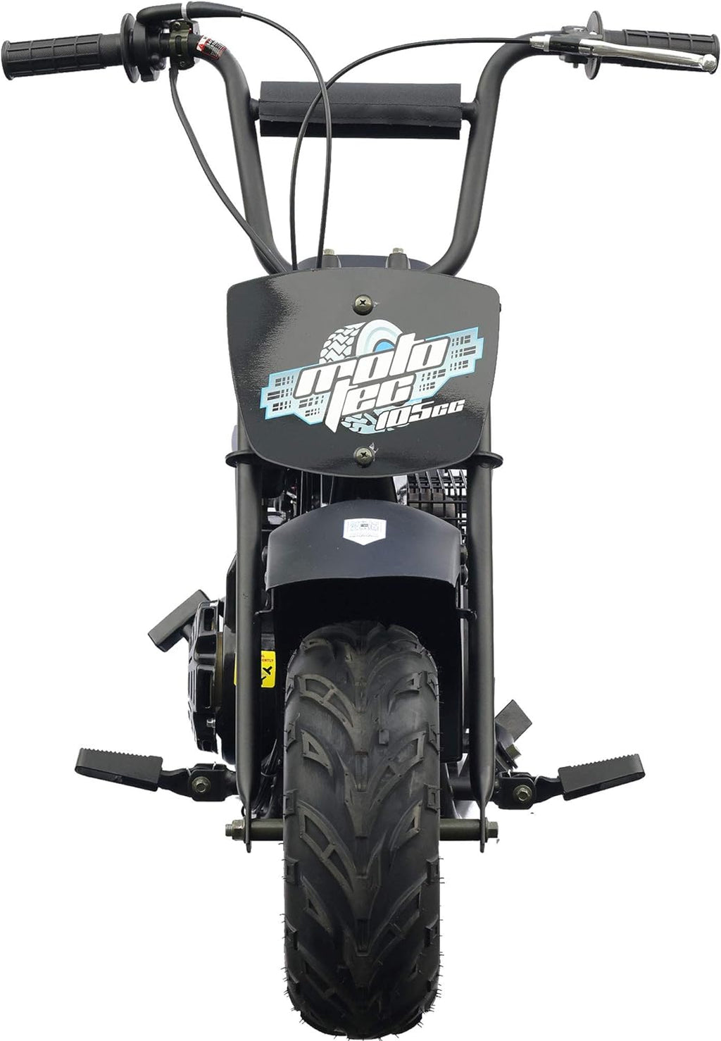 MotoTec 105CC 3.5HP Mini Bike, Black, Alloy Steel, 23mph Speed, Indoor Use, Distance Monitor, 185lbs Capacity