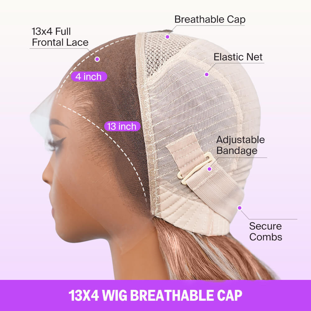 Ombre Strawberry Blonde Glueless Wigs Body Wave with Drawstring Hair Wig