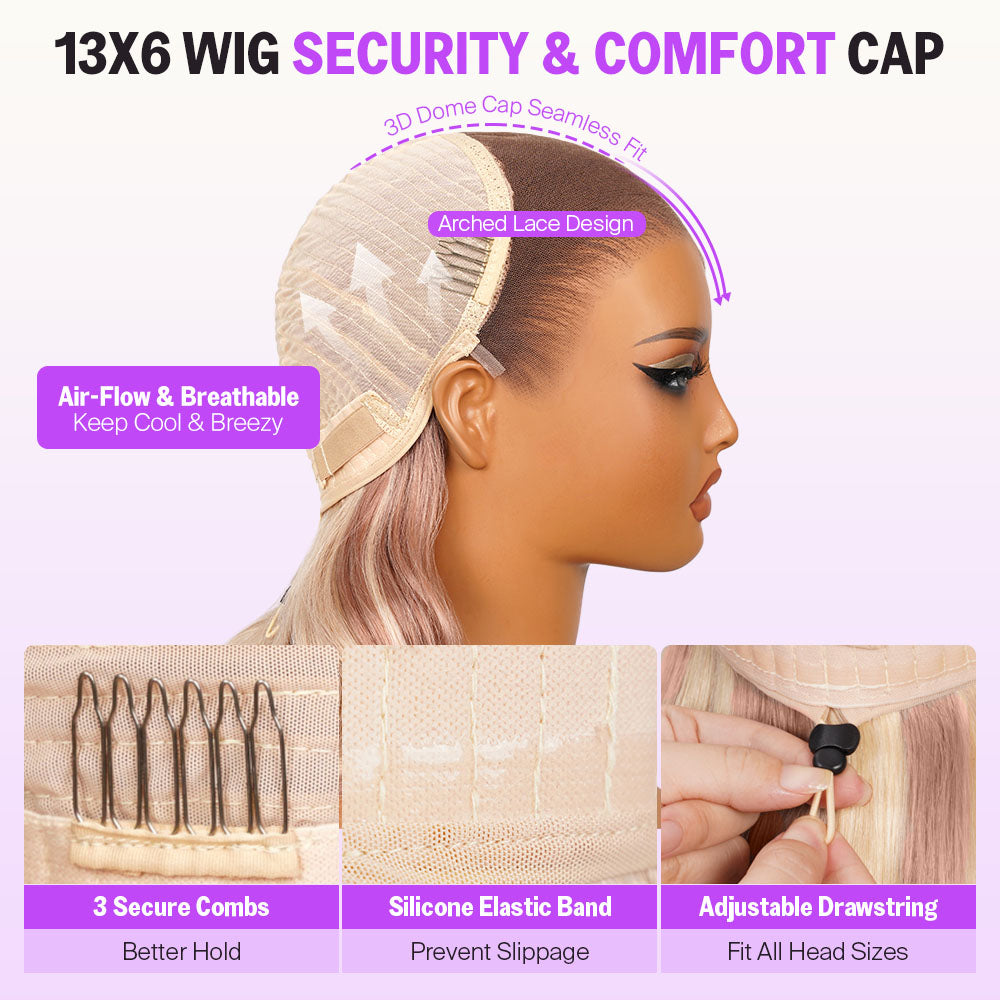 Ombre Strawberry Blonde Glueless Wigs Body Wave with Drawstring Hair Wig