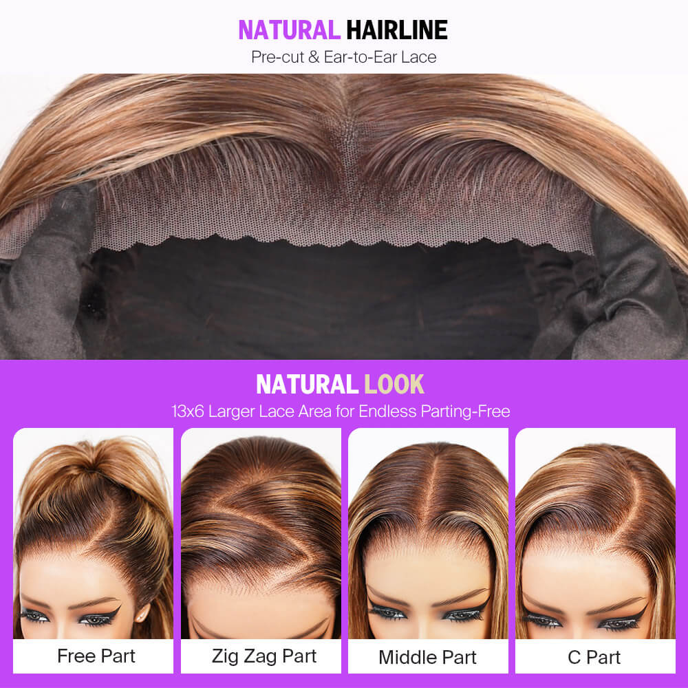 Bohemian Natural Curl Highlight Honey Blonde Glueless Wigs With Drawstring Hair Wig