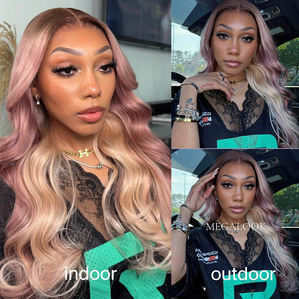 Ombre Strawberry Blonde Glueless Wigs Body Wave with Drawstring Hair Wig