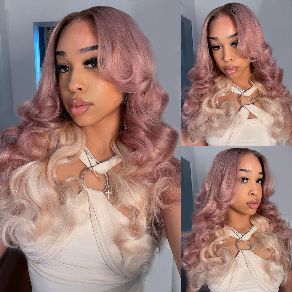 Ombre Strawberry Blonde Glueless Wigs Body Wave with Drawstring Hair Wig