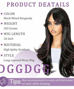 Alternative view of Black Mixed Burgundy Layered Wavy Wigs BE14