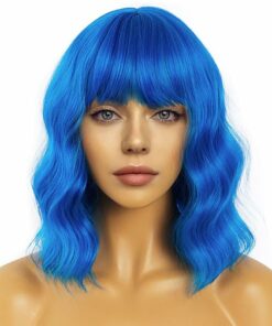 Blue Bob Wigs With Bangs For Women BE3