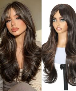Dark Brown Long Wavy Hair Wigs BE12