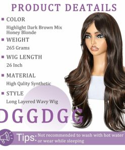 Alternative view of Dark Brown Long Wavy Hair Wigs BE12