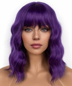 Dark Purple Wigs With Bangs For Women BE1